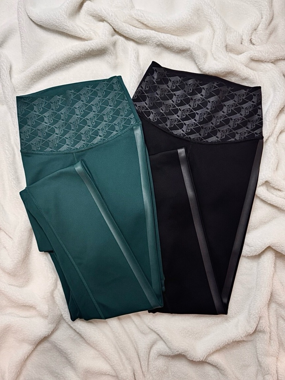 Pink Athletic Leggings XS Like New Black + Emerald (x2 pair bundle)